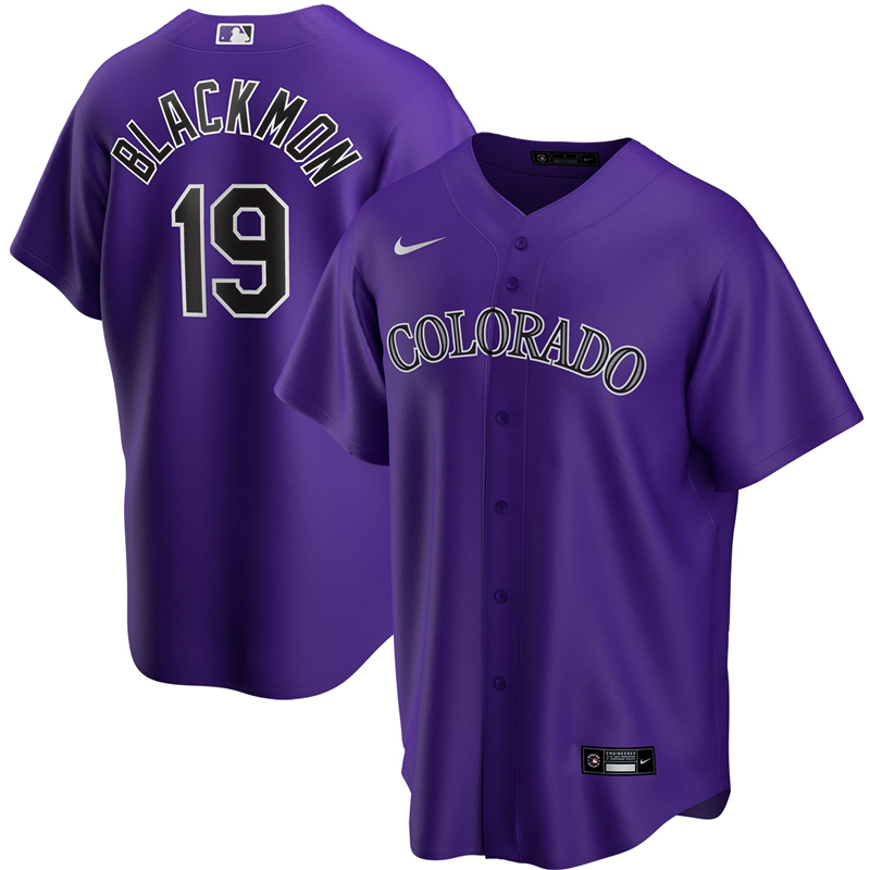 2020 MLB Men Colorado Rockies #19 Charlie Blackmon Nike Purple Alternate 2020 Replica Player Jersey 1->colorado rockies->MLB Jersey